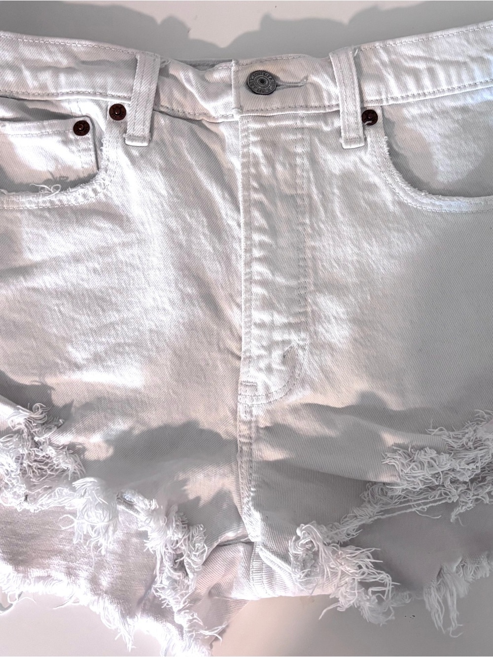 Abercrombie & Fitch High Rise White Denim Shorts